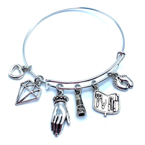 Nail Technician Bracelet Manicurist Salon Bangle Charms - Picture 1 of 4